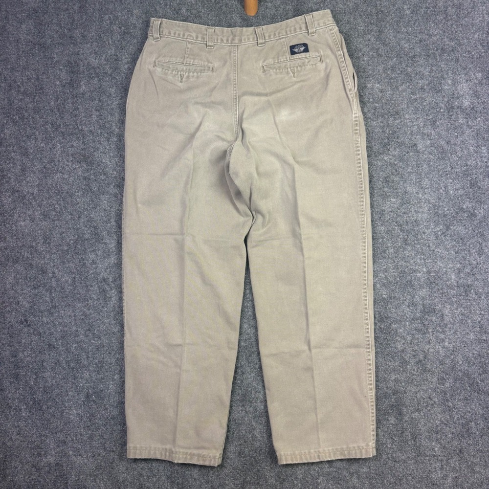 Dockers Chinos Mens 34x30 Khaki Grey Pleated Cotton Pants Vintage Made in USA - Picture 9 of 10